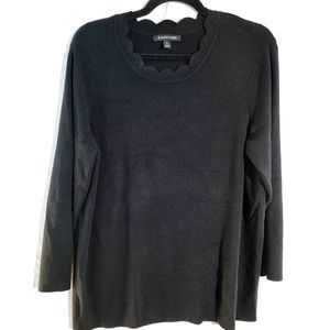 41 Hawthorn Black Scallop Neck Seena Sweater Stitch Fix 3/4 Sleeve Womens XL
